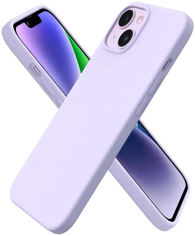 Main image of Compatible with iPhone 14 Case 6.1, Slim Liquid Silicone 3 Layers Full Phone Covered Soft Gel Rubber Case Protective Phone Cover 6.1 Inch-Pastel Lilac
