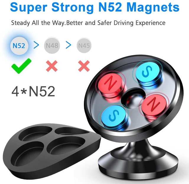 Alt view image 4 of 7 - 2-PackMagnetic Phone Holder for Car Dash Strong Magnetic Car Phone Mount | All Metal 360° Rotation Magnetic Phone Mount for Car Phone Holder Mount With 4 Metal Plate Magnetic Car Mount for iphone