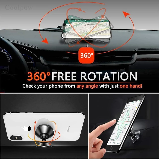 Alt view image 5 of 7 - 2-PackMagnetic Phone Holder for Car Dash Strong Magnetic Car Phone Mount | All Metal 360° Rotation Magnetic Phone Mount for Car Phone Holder Mount With 4 Metal Plate Magnetic Car Mount for iphone