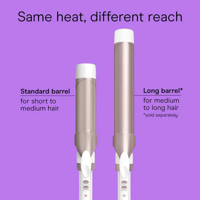Alt view image 3 of 7 - Double Ceramic 1 ½-Inch Curling Iron, 1 ½-Inch Barrel Creates Soft Waves & Curls, Hair Curler for Use on Medium & Long Hair, White/Rose Gold
