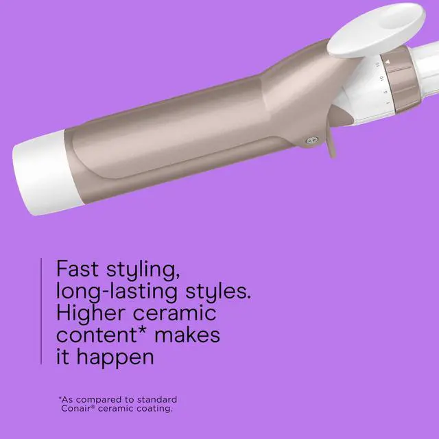 Alt view image 5 of 7 - Double Ceramic 1 ½-Inch Curling Iron, 1 ½-Inch Barrel Creates Soft Waves & Curls, Hair Curler for Use on Medium & Long Hair, White/Rose Gold