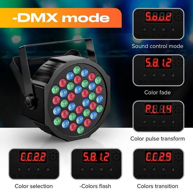 Alt view image 3 of 7 - Rechargeable Stage Par Lights RGB 36 LED Battery Powered Par Wireless Uplights with DMX and Remote Control Uplighting Light for DJ Disco Events Wedding Birthday Party Indoor Live Show Bar