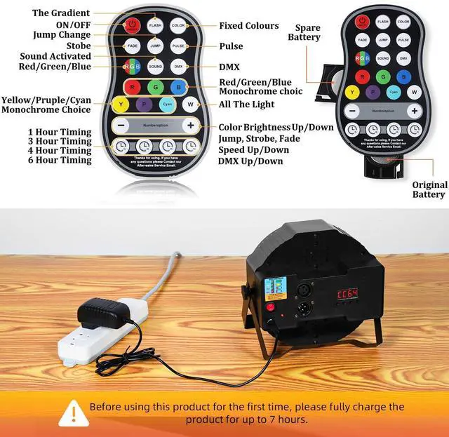 Alt view image 5 of 7 - Rechargeable Stage Par Lights RGB 36 LED Battery Powered Par Wireless Uplights with DMX and Remote Control Uplighting Light for DJ Disco Events Wedding Birthday Party Indoor Live Show Bar
