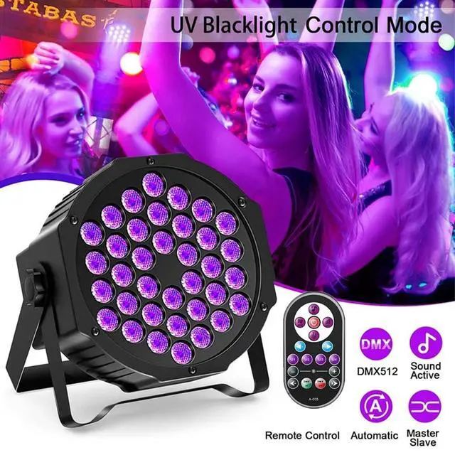 Alt view image 3 of 7 - 36LED Black Lights, 72W UV Blacklights Stage Lights with Glow in The Dark Party Supplies by Remote DMX Control for Christmas Blacklight Tapestry Church Birthday Party DJ Bars Nightclubs