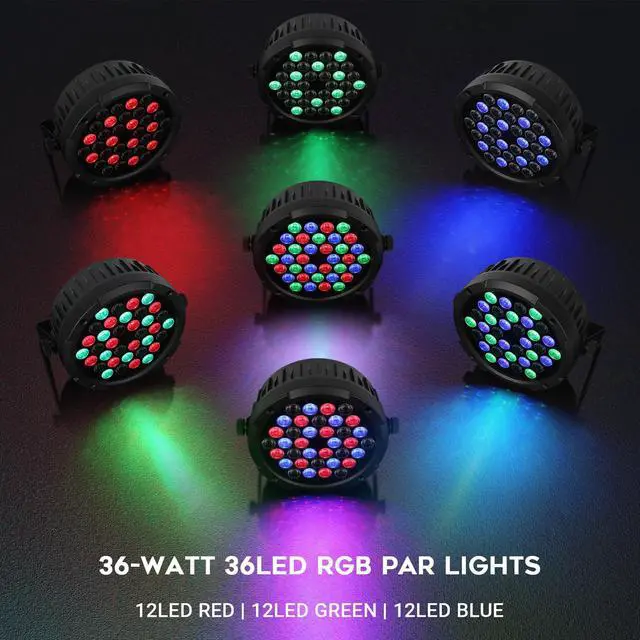 Alt view image 2 of 7 - 36LEDs RGB Stage Par Lights - OPPSK 36W Sound Activated Multi Modes - Remote DMX Control - Corded Electric - Uplights for Events DJ Music Dance Party Wedding Church Bar Club Stage Lighting (4Pack)
