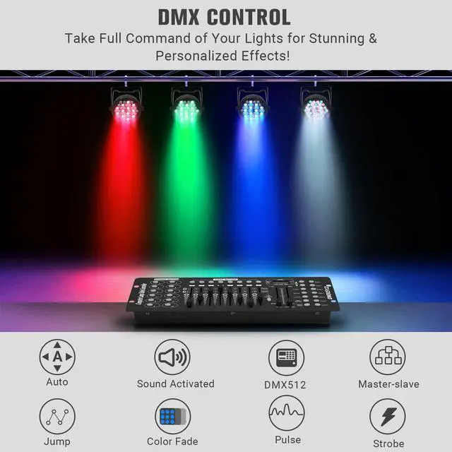 Alt view image 5 of 7 - 36LEDs RGB Stage Par Lights - OPPSK 36W Sound Activated Multi Modes - Remote DMX Control - Corded Electric - Uplights for Events DJ Music Dance Party Wedding Church Bar Club Stage Lighting (4Pack)