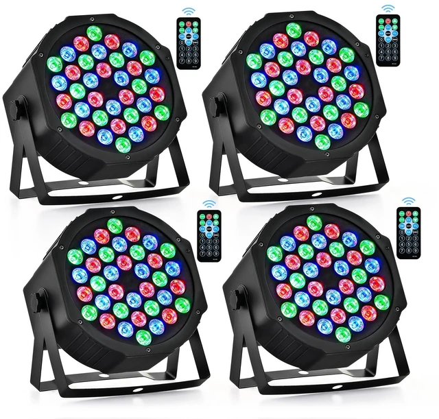 Main image of Stage Lights 36 RGB LED Par Lights with Remote Control, 4 Pack | 36 RGB LED Par Lights (NO White Light) with Sound Activated Control DJ Uplighting for Event, Wedding, Christmas, Halloween