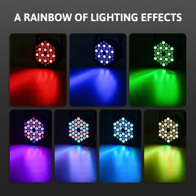 Alt view image 3 of 7 - Stage Lights 36 RGB LED Par Lights with Remote Control, 4 Pack | 36 RGB LED Par Lights (NO White Light) with Sound Activated Control DJ Uplighting for Event, Wedding, Christmas, Halloween