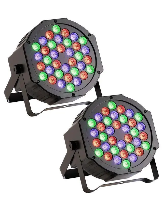 Main image of LED Par Lights 36 LED Stage Lights 9 Modes RGB DJ Lights with Sound Activated Remote and DMX Control DJ Uplightingfor Birthday Party Events Wedding Christmas Stage Lighting (2 Packs)