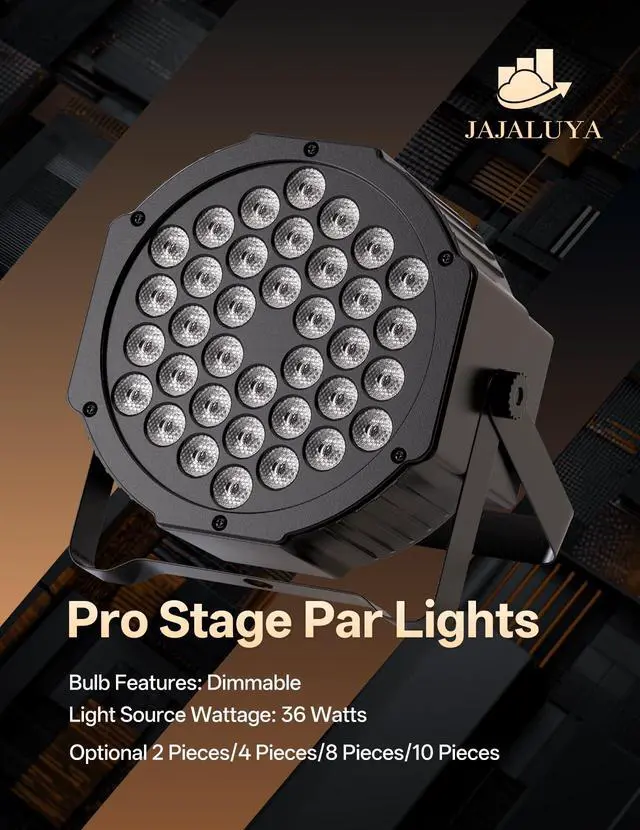 Alt view image 2 of 7 - LED Par Lights 36 LED Stage Lights 9 Modes RGB DJ Lights with Sound Activated Remote and DMX Control DJ Uplightingfor Birthday Party Events Wedding Christmas Stage Lighting (2 Packs)