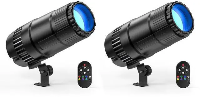 Main image of 2 Pack 20W Pinspot Light with Remote,RGBWYP+Cyan LED Beam Spot Lights,Ultra Bright Mirror Disco Ball Spotlight Stage Light for DJ Disco Party Bar Club Show Wedding Children's Theater