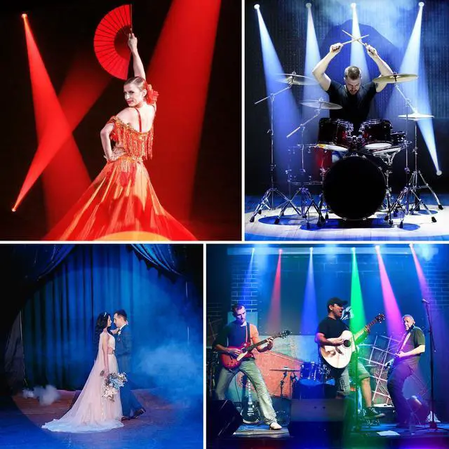 Alt view image 4 of 7 - 2 Pack 20W Pinspot Light with Remote,RGBWYP+Cyan LED Beam Spot Lights,Ultra Bright Mirror Disco Ball Spotlight Stage Light for DJ Disco Party Bar Club Show Wedding Children's Theater