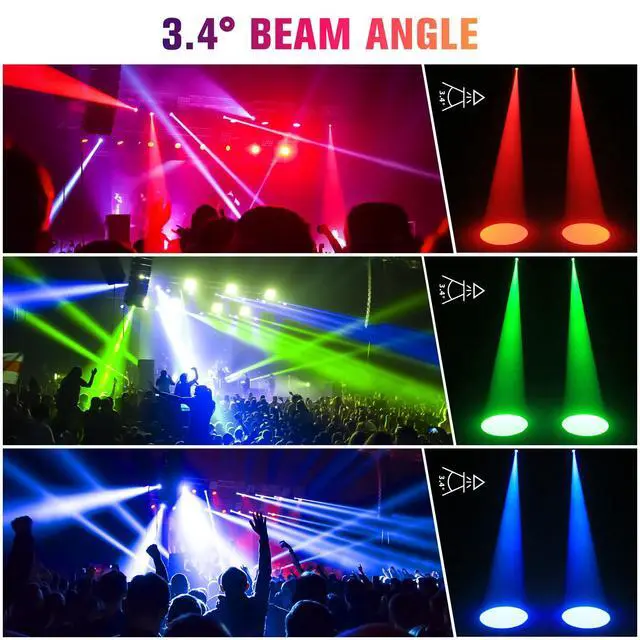 Alt view image 7 of 7 - 2 Pack 20W Pinspot Light with Remote,RGBWYP+Cyan LED Beam Spot Lights,Ultra Bright Mirror Disco Ball Spotlight Stage Light for DJ Disco Party Bar Club Show Wedding Children's Theater