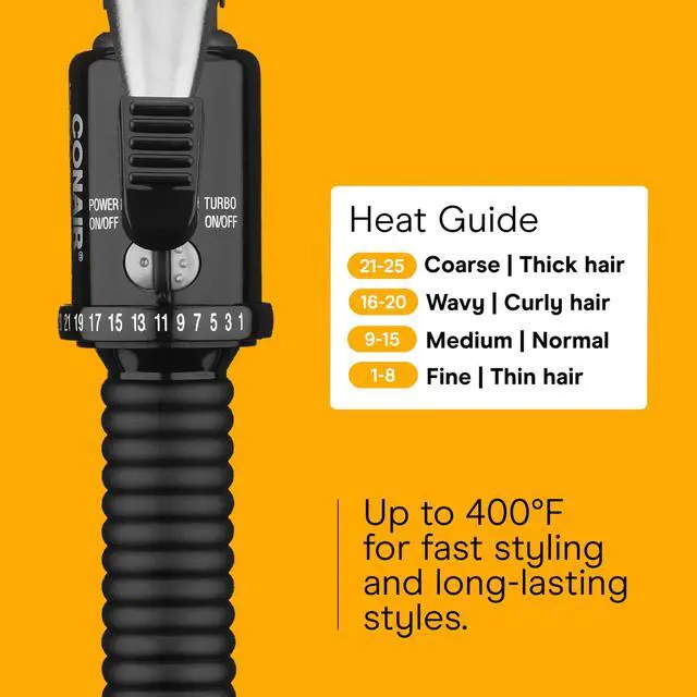 Alt view image 4 of 7 - Instant Heat 1-Inch Curling Iron, 1-Inch Barrel Produces Classic Curls, Hair Curler for Short, Medium, and Long Hair, 25 Heat Setting Hair Curling Iron, Black