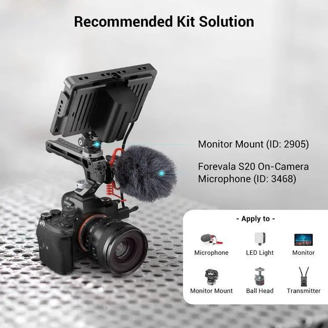 Alt view image 5 of 7 - Lightweight Top Handle, Grip for DSLR Camera Cage, Universal Handle with 5 Cold Shoe Adapters and Cold Shoe Base (Lite) - 3764