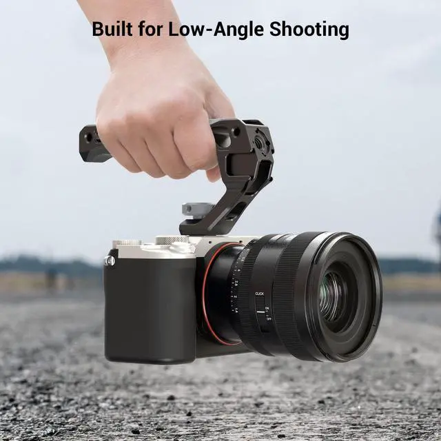 Alt view image 7 of 7 - Lightweight Top Handle, Grip for DSLR Camera Cage, Universal Handle with 5 Cold Shoe Adapters and Cold Shoe Base (Lite) - 3764