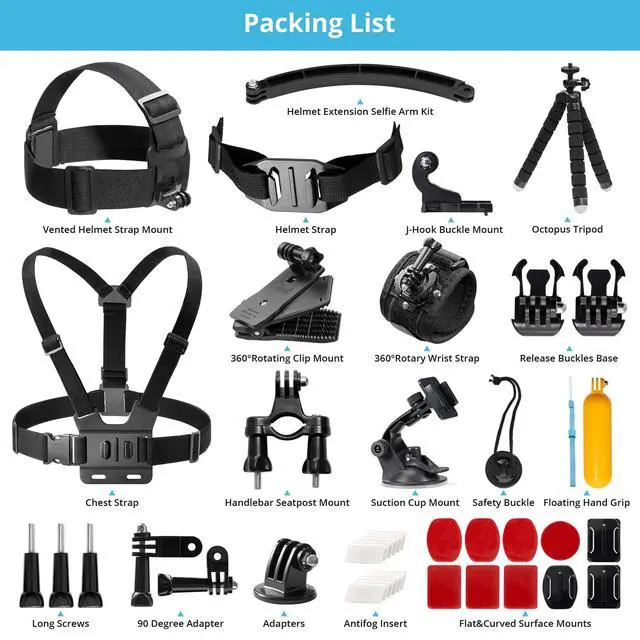 Alt view image 2 of 7 - 42 in 1 Action Camera Accessories Kit for EK7000/EK7000 Pro/Brave 4/Brave 4 pro/Brave 7 LE/Brave 7/Brave 8/V50X/V50 Pro/V50 Elite/GoPro Hero 13 12 11 10 9