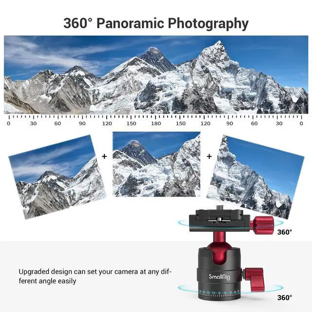 Alt view image 2 of 7 - Tripod Ball Head 360 Degree Rotating Panoramic Ballhead with 1/4 inch Quick Shoe Plate, Max Load up to 5 kg/ 11lb, for Tripod Monopod Slider DSLR Camera Camcorder - 3034