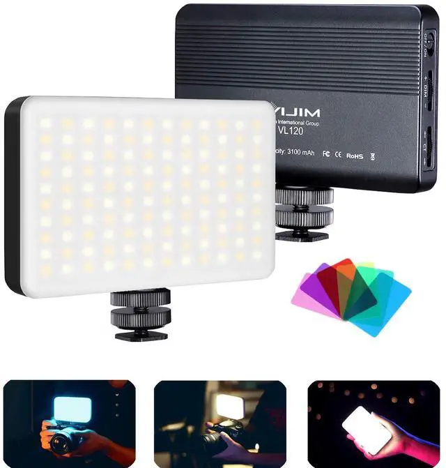 Main image of VL120 LED Video Light on Camera, Mini Rechargeable 120 LED Photography Lighting Fill Lamp 3200K-6500K Bi-Color Dimmable, CRI95+, Built-in 3100mAh Battery for Nikon Sony DSLR Cameras