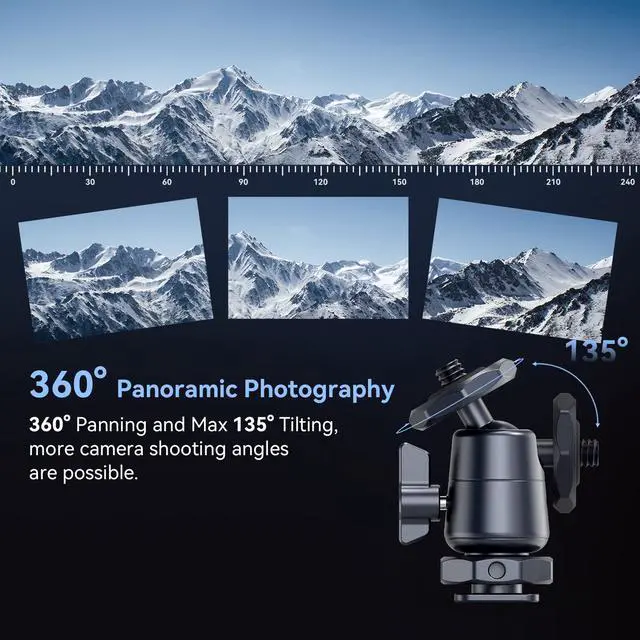 Alt view image 4 of 7 - Mini Ball Head (2 Pack) with 1/4" Screw and Removable Shoe Mount, 360 Degree Rotatable Aluminum Tripod Head for Camera Tripods Monopods Camcorder Light Microphone, Max. Load 1.5 kg - 2948B