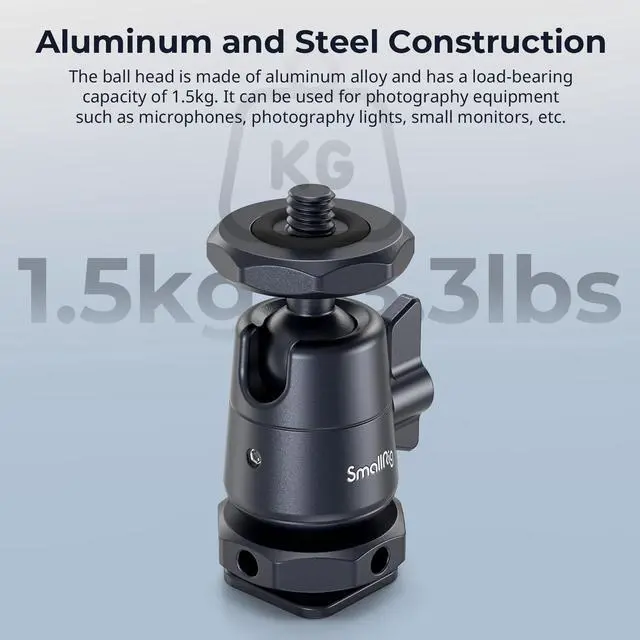 Alt view image 6 of 7 - Mini Ball Head (2 Pack) with 1/4" Screw and Removable Shoe Mount, 360 Degree Rotatable Aluminum Tripod Head for Camera Tripods Monopods Camcorder Light Microphone, Max. Load 1.5 kg - 2948B