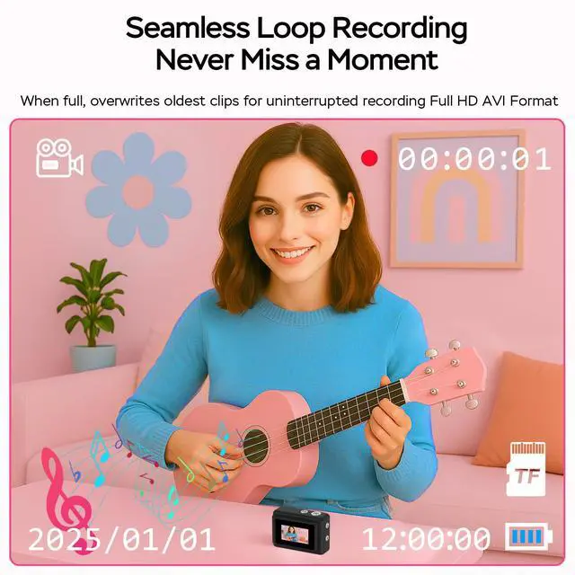 Alt view image 5 of 7 - Mini Camera 1080P HD Video Recorder Keychain Digital Camcorder with 64GB Card, 0.96" HD Display, Long Battery Life, Ultra-Portable Tiny Camera for Travel/Vlog/Night Shots, Ideal Gift, Black