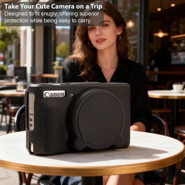 Alt view image 2 of 6 - Case for Canon PowerShot SX740 HS, SX730 HS Camera, Soft Silicone Protective Case, Slim Fit Sleeve with Removable Lens Cover and Screen Protector Accessories, Anti-Scratch (Black)