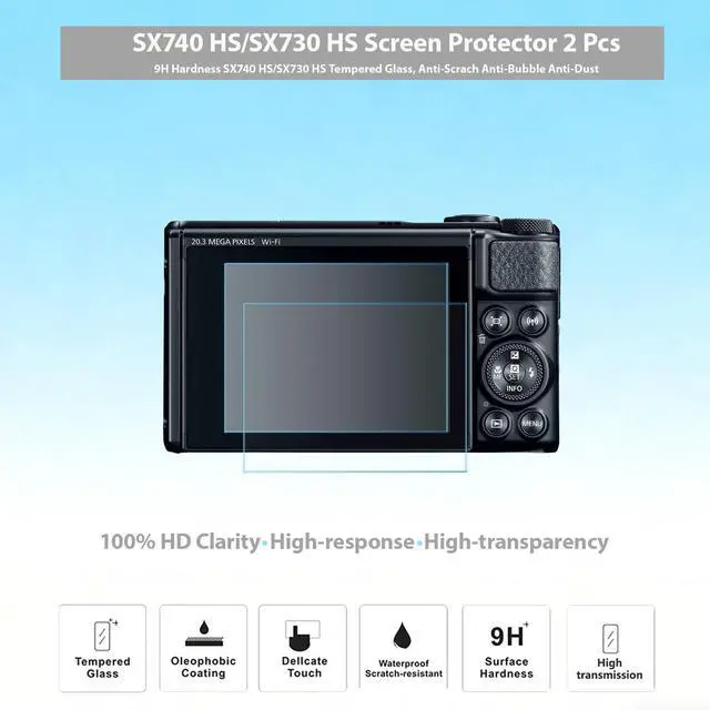 Alt view image 6 of 6 - Case for Canon PowerShot SX740 HS, SX730 HS Camera, Soft Silicone Protective Case, Slim Fit Sleeve with Removable Lens Cover and Screen Protector Accessories, Anti-Scratch (Black)