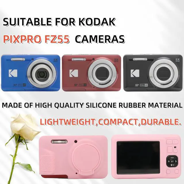 Alt view image 2 of 6 - Case for Kodak PIXPRO FZ55,FZ55 accessories,Soft Silicone Protective Case Removable Lens Cover,Comes with 2 Screen Protectors and 1 Wrist Strap. (Pink)