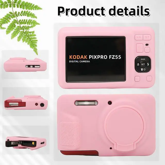 Alt view image 5 of 6 - Case for Kodak PIXPRO FZ55,FZ55 accessories,Soft Silicone Protective Case Removable Lens Cover,Comes with 2 Screen Protectors and 1 Wrist Strap. (Pink)