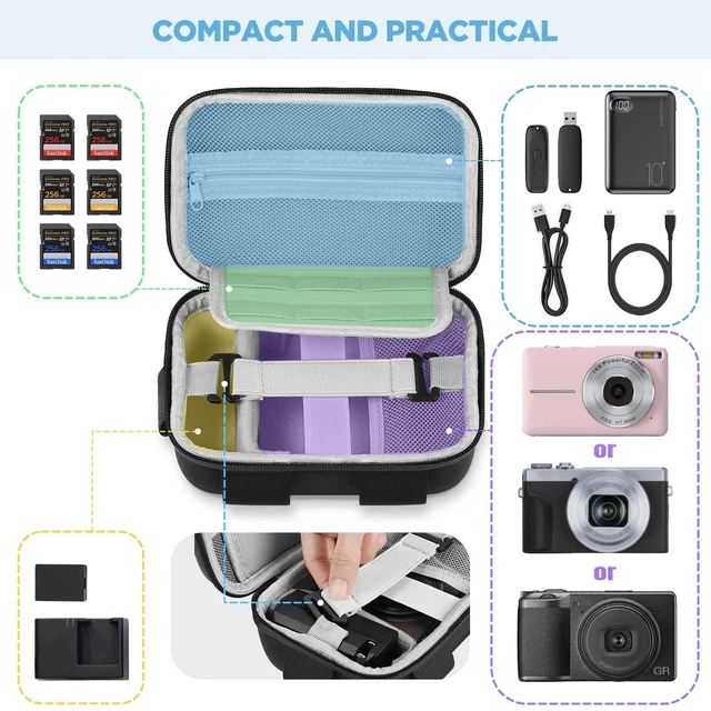 Alt view image 2 of 7 - Digital Camera Case, Protective & Lightweight Camera Case with 3 Carrying Ways, Waterproof & Shockproof Small Camera Bag for Power Shot/Sony DSCW800/DSCW830 - Black