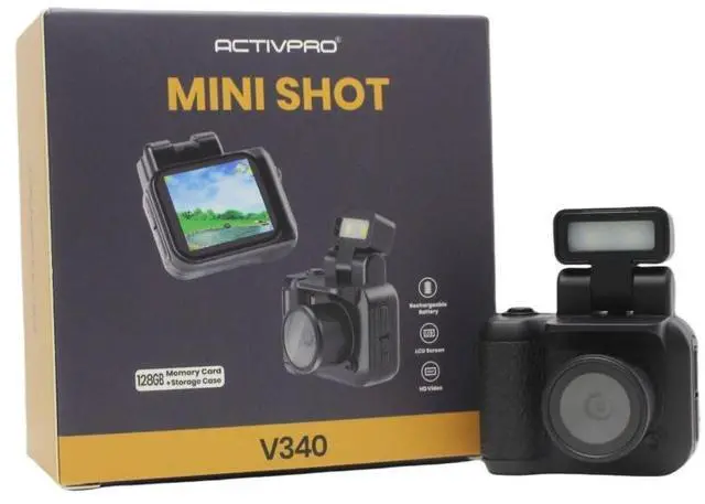 Main image of Mini Shot V340 | Mini Digital Camera | Free 128GB Memory Card & Travel Case | LCD Screen | HD 1080P | Rechargeable | Keychain Camera | Pocket Video Recorder | Birthday Gift for Men Women Kids