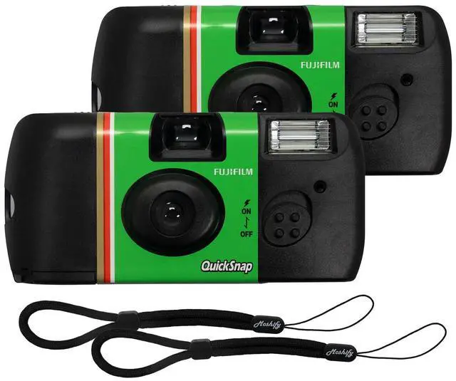 Main image of QuickSnap Flash 400 Disposable Camera 2 Pack 35mm Film Cameras + Moshify Adjustable Wrist Strap Fuji Disposable Camera Set for Weddings, Parties, Travel, Events