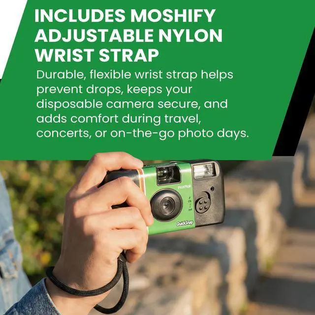 Alt view image 4 of 7 - QuickSnap Flash 400 Disposable Camera 2 Pack 35mm Film Cameras + Moshify Adjustable Wrist Strap Fuji Disposable Camera Set for Weddings, Parties, Travel, Events