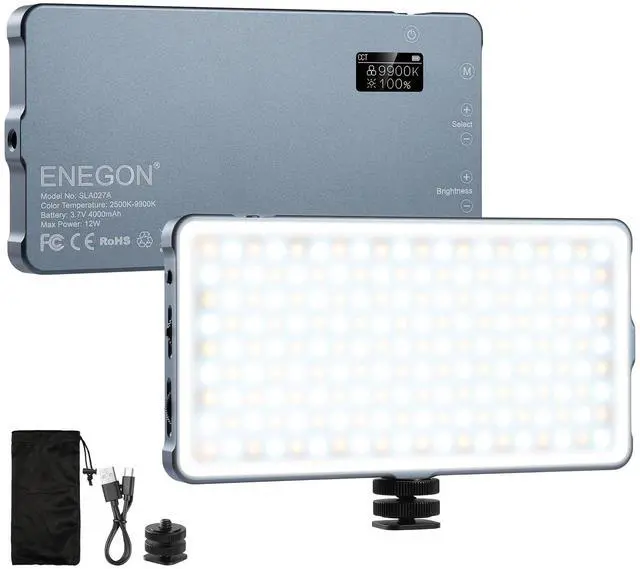 Main image of ENEGON 4000mAh Rechargeable Mountable Bicolor LED Video Light with Mini Panel for Professional DSLR Cameras | Photo Video Lighting Long Battery Life | Fits for iPhone Sony Canon Nikon Fuji Panasonic