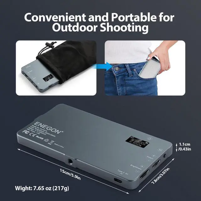 Alt view image 6 of 7 - ENEGON 4000mAh Rechargeable Mountable Bicolor LED Video Light with Mini Panel for Professional DSLR Cameras | Photo Video Lighting Long Battery Life | Fits for iPhone Sony Canon Nikon Fuji Panasonic