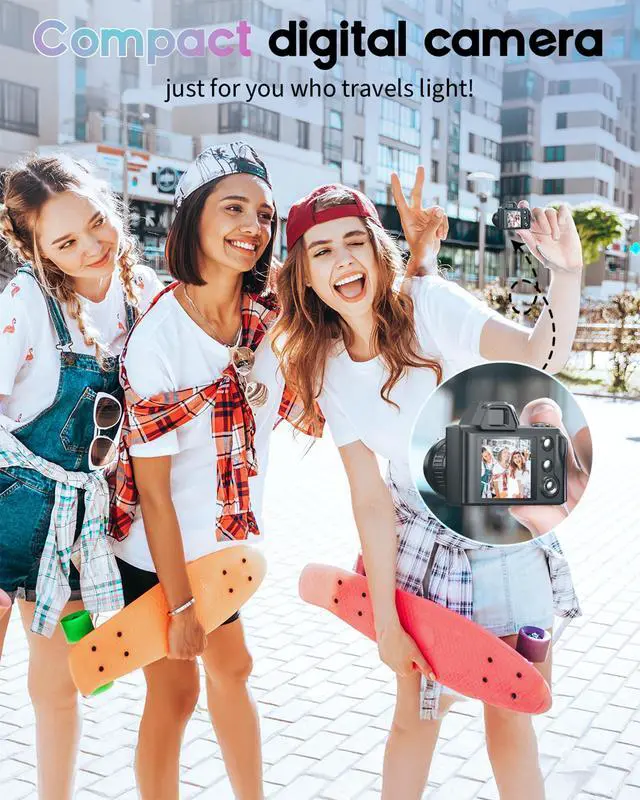 Alt view image 2 of 7 - Mini Digital Camera, 1080P Portable Camera for Photography with 8GB SD Card, Key Card Clip Chain for Teenagers, Adult Beginners