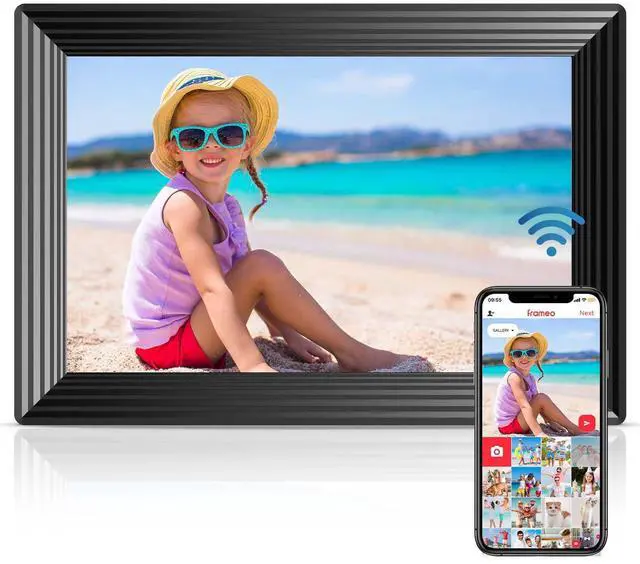 Main image of Frameo 10.1" WiFi Digital Picture Frame, Smart Digital Photo Frame with 16GB Storage, 1280x800 IPS HD Touch Screen, Auto-Rotate, Easy Setup to Share Photos or Videos Remotely via App from Anywhere