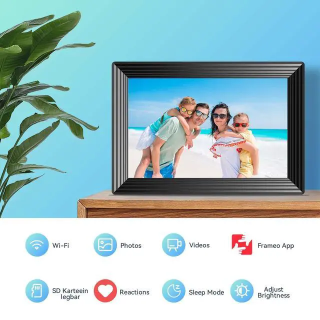 Alt view image 3 of 7 - Frameo 10.1" WiFi Digital Picture Frame, Smart Digital Photo Frame with 16GB Storage, 1280x800 IPS HD Touch Screen, Auto-Rotate, Easy Setup to Share Photos or Videos Remotely via App from Anywhere