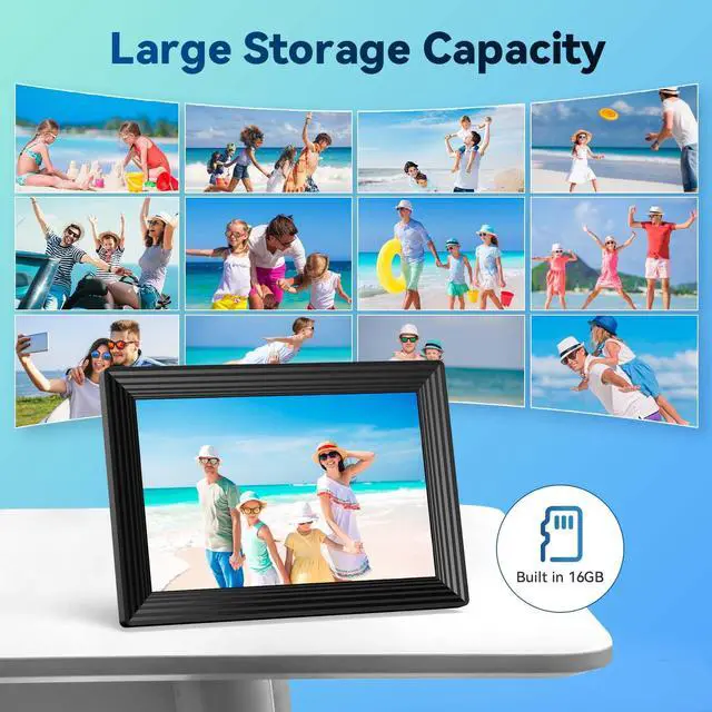 Alt view image 5 of 7 - Frameo 10.1" WiFi Digital Picture Frame, Smart Digital Photo Frame with 16GB Storage, 1280x800 IPS HD Touch Screen, Auto-Rotate, Easy Setup to Share Photos or Videos Remotely via App from Anywhere