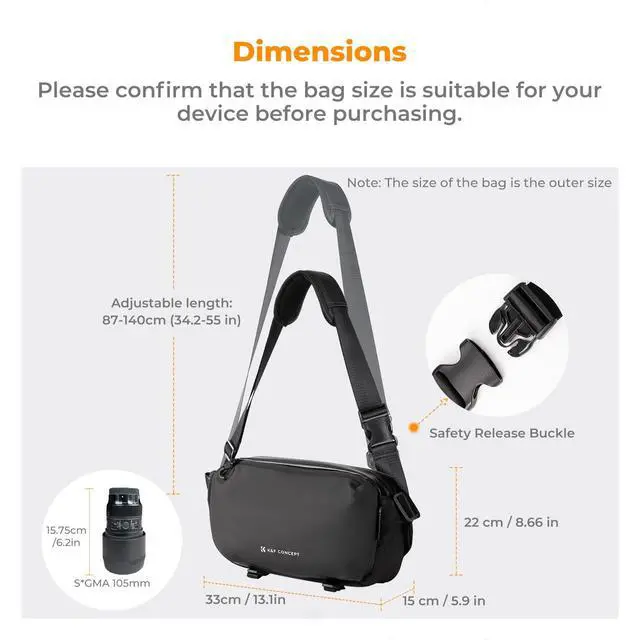 Alt view image 6 of 7 - Camera Sling Bag, Everyday Shoulder Crossbody Bag | Multifunction Photography Portable Bag, DSLR/SLR/Mirrorless Camera Case, Compatible for Canon/Nikon/Sony, BS01