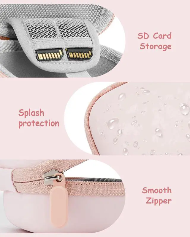 Alt view image 3 of 7 - Camera Case for Digital Camera CAMKORY DC403 FHD 1080P/ KODAK PIXPRO FZ55/ FZ45/ STUOGYUM DC402-AF, SD Card Storage Travel Carry Cute Case Bag Small (Pink)