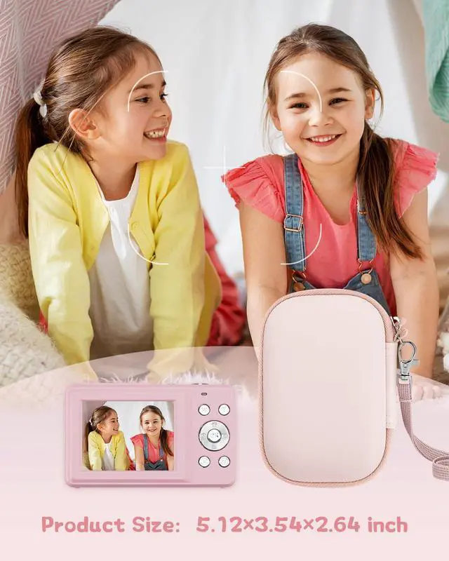 Alt view image 5 of 7 - Camera Case for Digital Camera CAMKORY DC403 FHD 1080P/ KODAK PIXPRO FZ55/ FZ45/ STUOGYUM DC402-AF, SD Card Storage Travel Carry Cute Case Bag Small (Pink)