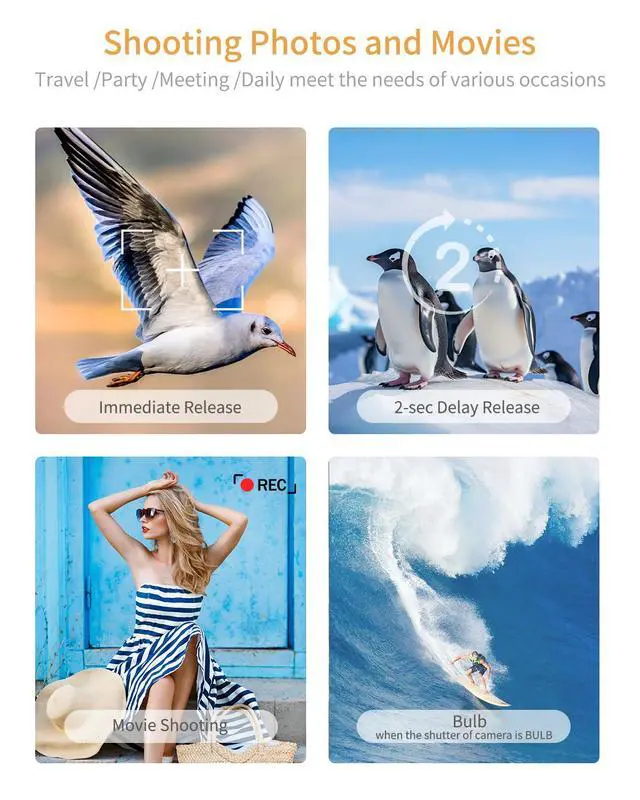 Alt view image 2 of 7 - for Canon Wireless Camera Remote Control - Aodelan Rechargeable Shutter Release with OLED Screen for R3/ R10/ M50/ EOS M6 Mark II/R/RP /90D /6D Mark II /R5/T7i/G7 X Mark III;Replaces BR-E1 (Black)