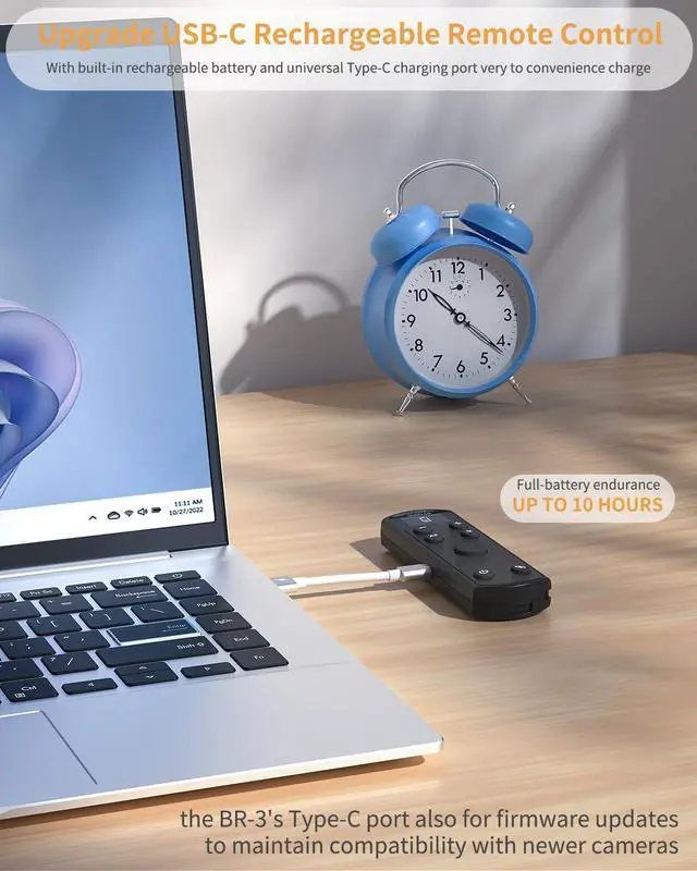 Alt view image 4 of 7 - for Canon Wireless Camera Remote Control - Aodelan Rechargeable Shutter Release with OLED Screen for R3/ R10/ M50/ EOS M6 Mark II/R/RP /90D /6D Mark II /R5/T7i/G7 X Mark III;Replaces BR-E1 (Black)