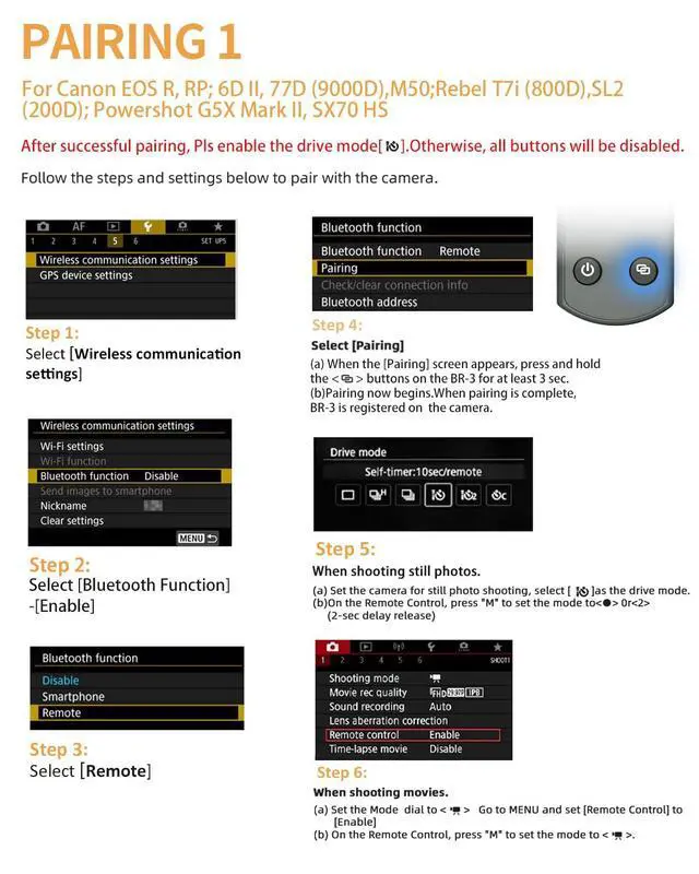 Alt view image 7 of 7 - for Canon Wireless Camera Remote Control - Aodelan Rechargeable Shutter Release with OLED Screen for R3/ R10/ M50/ EOS M6 Mark II/R/RP /90D /6D Mark II /R5/T7i/G7 X Mark III;Replaces BR-E1 (Black)