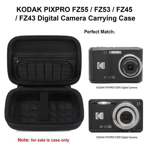Alt view image 2 of 7 - Camera Carrying Case for KODAK PIXPRO FZ55 / FZ53 / FZ45 / FZ43 16MP Digital Camera, Vlogging Camera Storage Holder Travel Bag, Mesh Bag Fits Batteries, Cable, Memory Card, Card Reader, Black