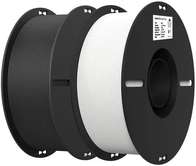 Main image of 2kg Black & White PLA 1.75mm Filament Bundle for 3D Printing with No-Tangling Strong Bonding and Overhang Performance, Accuracy +/- 0.02mm