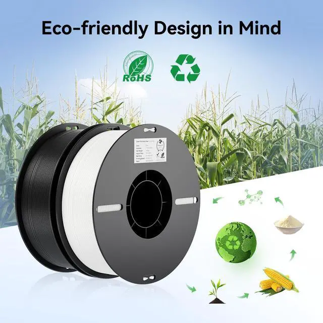 Alt view image 7 of 7 - 2kg Black & White PLA 1.75mm Filament Bundle for 3D Printing with No-Tangling Strong Bonding and Overhang Performance, Accuracy +/- 0.02mm