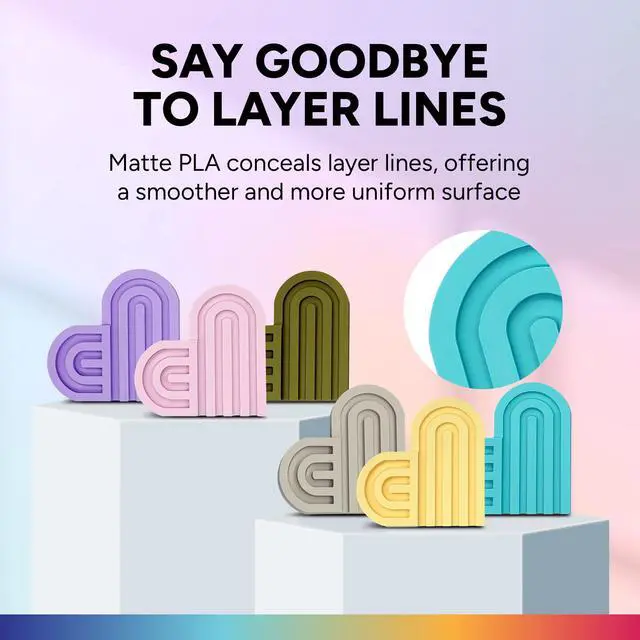 Alt view image 2 of 7 - Matte PLA 3D Printer Filament 1.75mm, Matt Surface & Low Warping Filament 1kg Spool (2.2 lbs), Accuracy +/- 0.02 mm, Fit Most FDM Printers (Matte Light Brown)